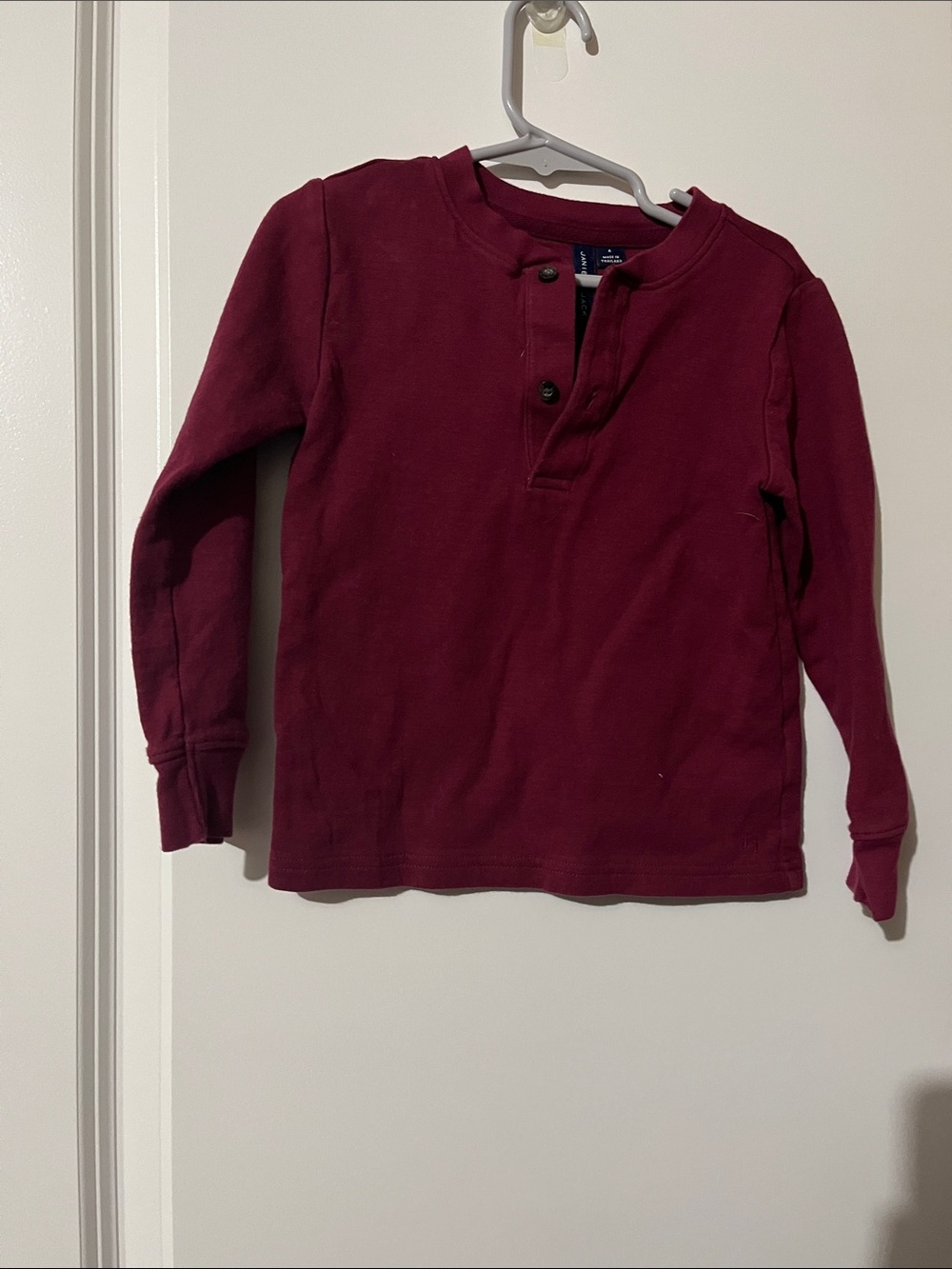 Janie and Jack Burgundy Long Sleeve Henley Top